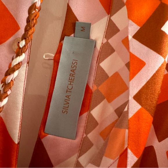 Like New! Silvia Tcherassi Silk Poggo Blouson-Sleeve Braid Belted Silk Dress - Picture 8 of 13